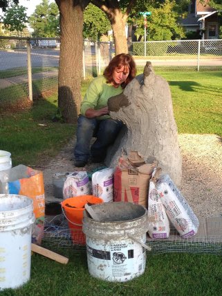 Wolf, Free form Concrete bench, Yvette Cuthbert, Artist