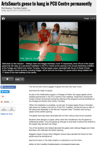 ArtSmarts geese to hang in PCU Centre permanently